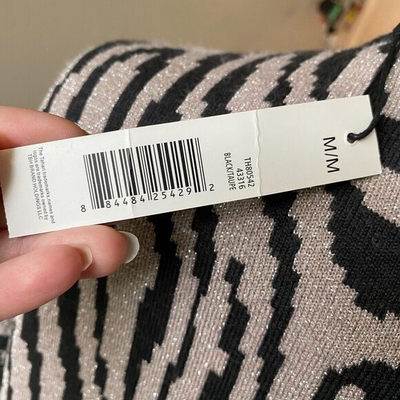 T Tahari Zebra Print Metallic Cashmere Blend Sweater New With Tags Size M - Picture 4 of 9